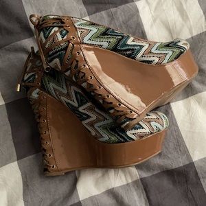 Corset Tie Styled Wedge Heels